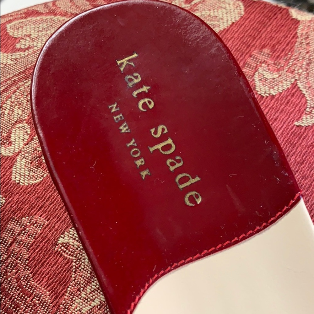 KATE SPADE SLIDES CRANBERRY RED PATENT 7B FLATS - Picture 2 of 8